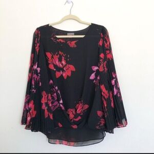 Vince Camuto Black and Red Floral Blouse